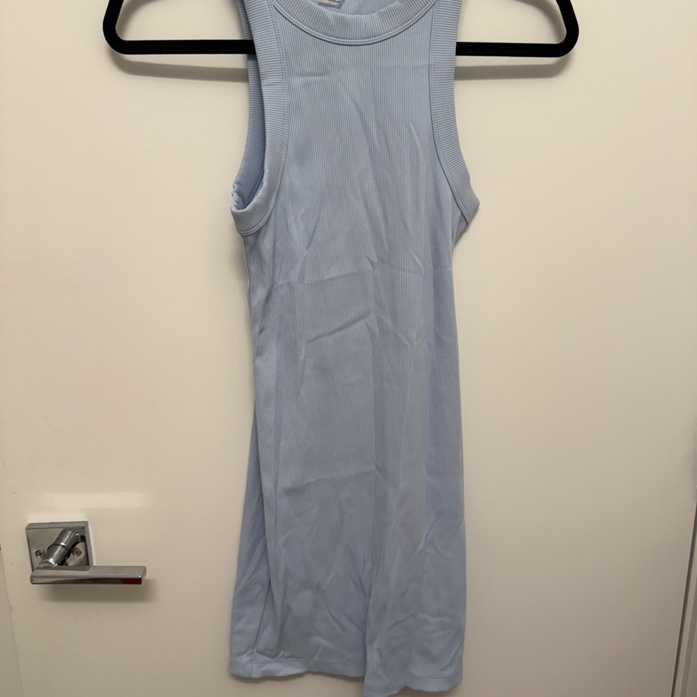 TNA Light Blue Sleeveless Ribbed Dress